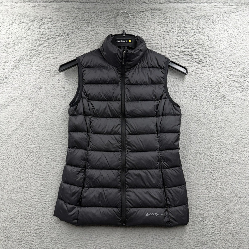 Eddie Bauer Down Full Zip Puffer Vest Womens Size XS Blue Nylon Casual Preppy